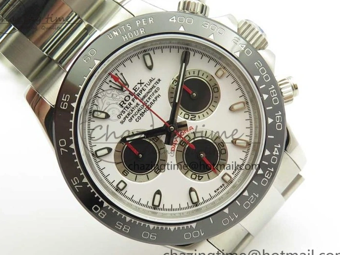 0107 Daytona 116500 JHF Best Edition Ceramic Bezel White Dial Black Red on SS Bracelet A Elegant 3266